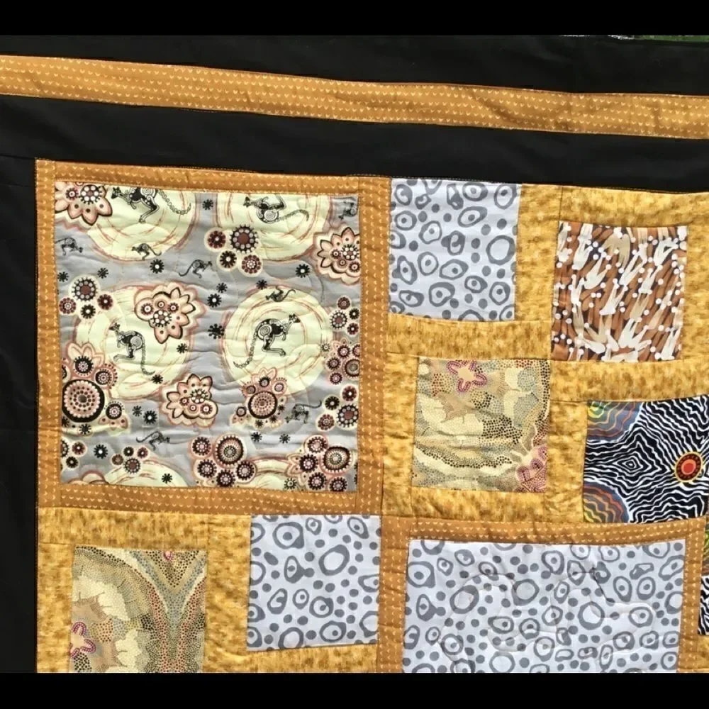 NWT Hand Crafted Quilted Aboriginal Fabrics Quilt